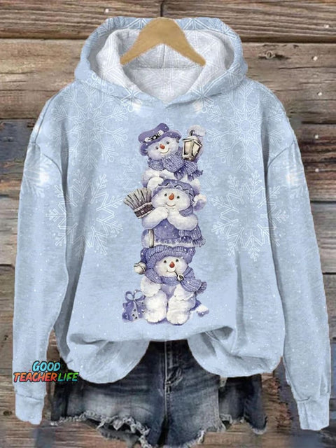 Women's Lovely Christmas Snowman Art Print Casual Sweatshirt