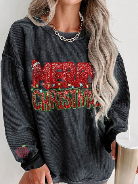 Women's Glitter Christmas Casual Print Shirt