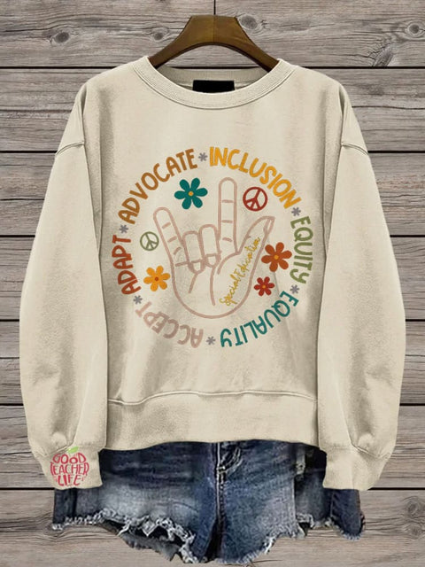 Special Education Teacher Casual Print Sweatshirt