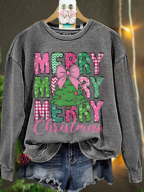 Merry Christmas 2024 Christmas Coquette Bow Casual Sweatshirt