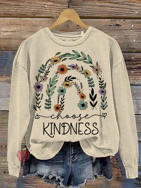 Choose Kindness Casual Print Sweatshirt