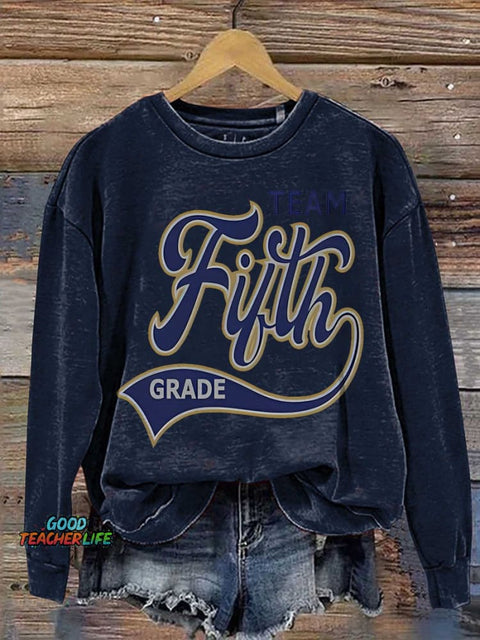 Teacher Retro Fifth Grade Casual  Sweatshirt
