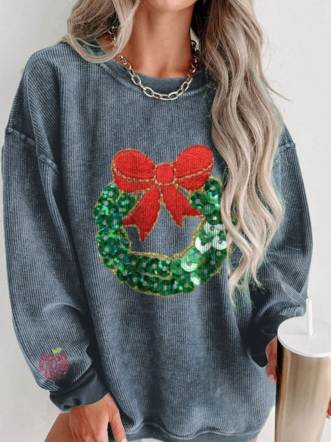 Women's Glitter Christmas Casual Print Shirt