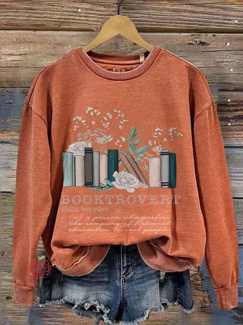 Booktrovert Book Lovers Book Lovers Casual Print Sweatshirt