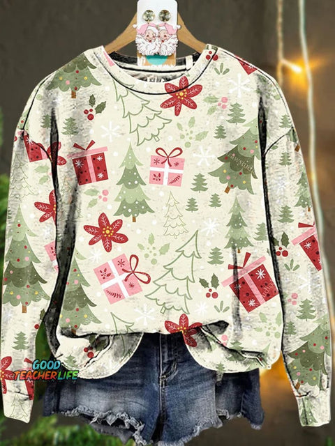 Christmas cartoon Christmas tree gift Casual  Sweatshirt