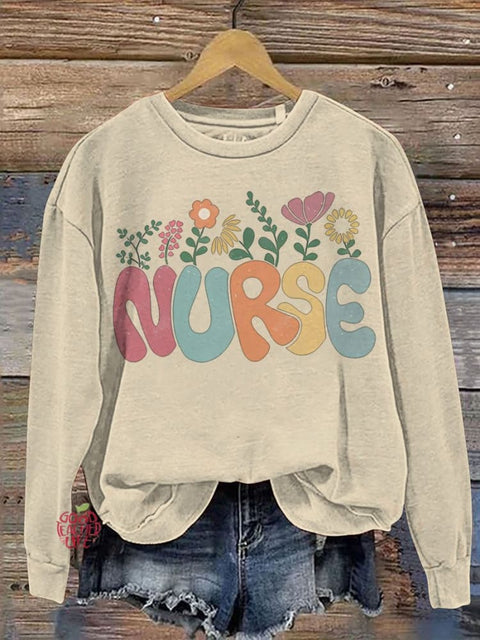 Floral Nurse Student Casual  Sweatshirt