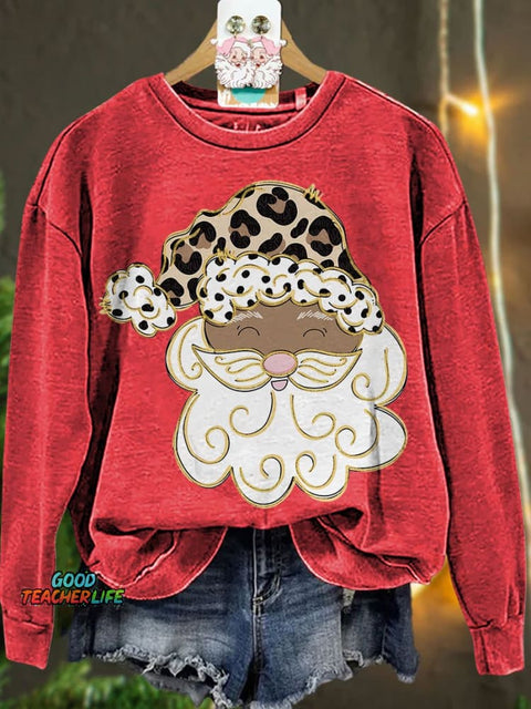 Glitter Santa Christmas Santa Casual Sweatshirt