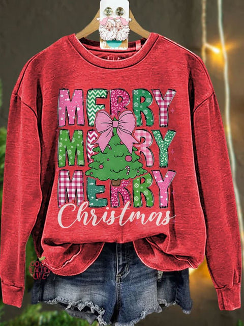 Merry Christmas 2024 Christmas Coquette Bow Casual Sweatshirt