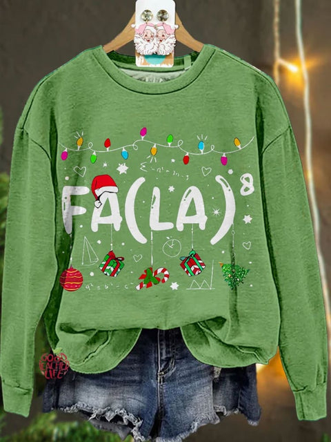 Fa La Eighth Power Christmas Math Teacher Casual Sweatshirt