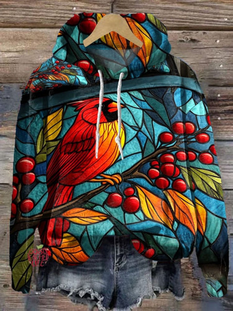 Christmas Birds  Print Casual Hoodie Sweatshirt