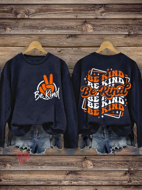 Be Kind Unity Day No More Bullying End Bullying Peace Hand Unity Day Casual Print Sweatshirt