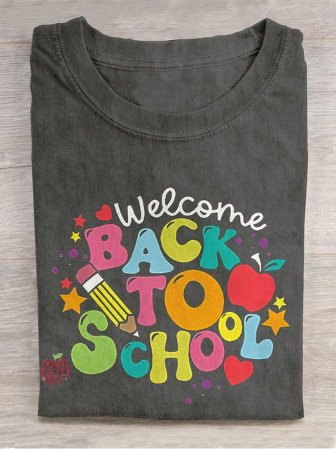 Welcome Back To School Teacher Casual Print T-shirt