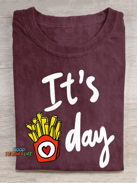 It's Friday Teacher Casual Print T-shirt
