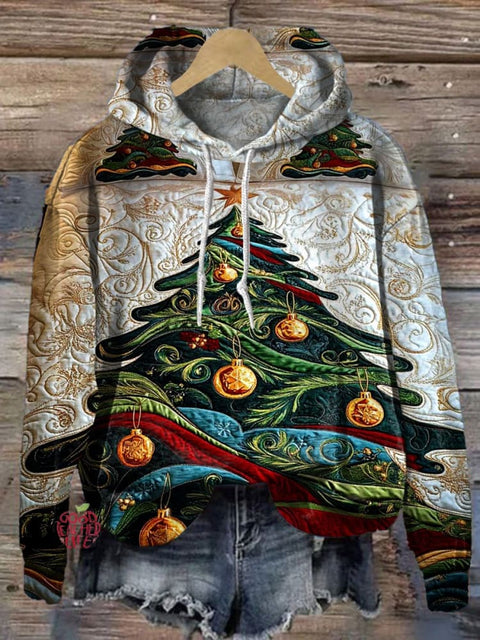 Christmas Tree Print Casual Hoodie Sweatshirt