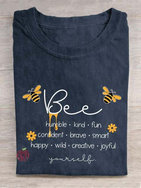 Bee Humble Kind Fun Teacher Casual Print T-shirt