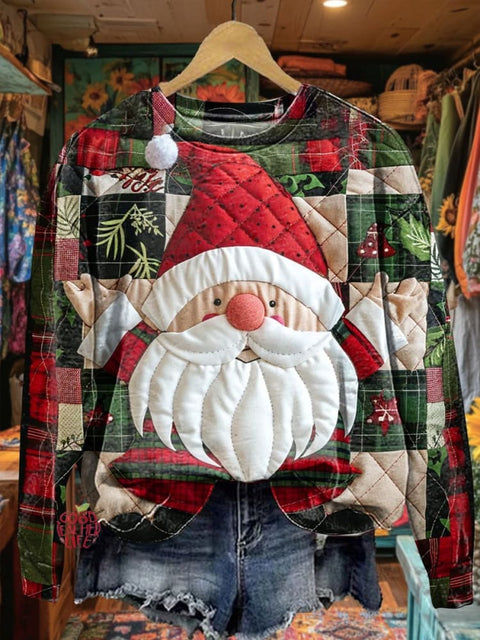 Women's Christmas Gnome Texture Pattern Prints Casual Sweatshirt