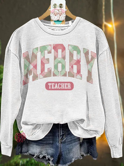 Christmas Merry Teacher Casual  Sweatshirt