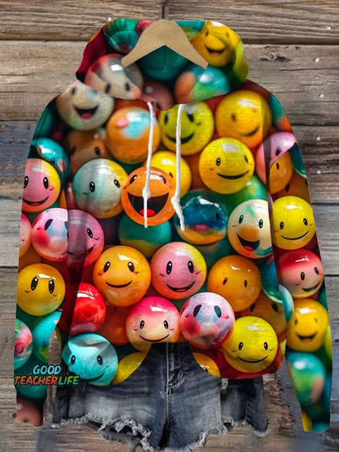 Cute Emoji Smiles Art Print Casual Sweatshirt