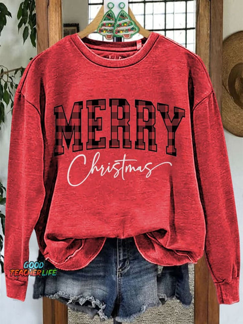 Merry Christmas Casual Print Sweatshirt