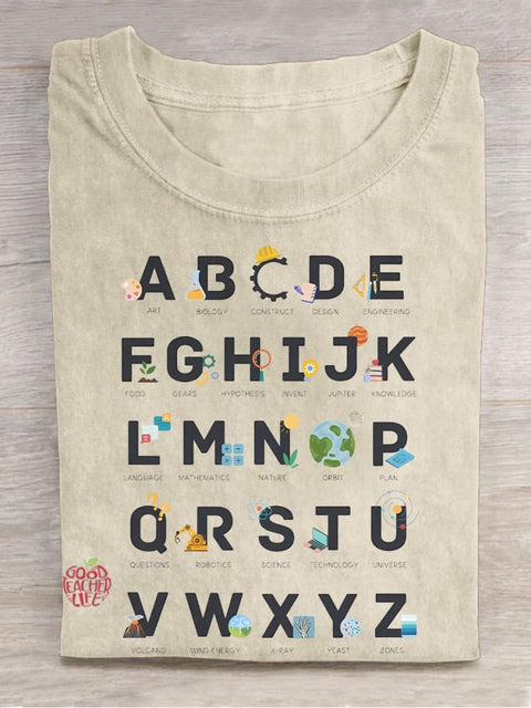 STEAM Alphabet Casual Print T-shirt