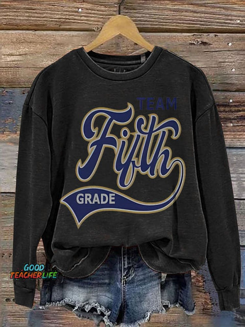 Teacher Retro Fifth Grade Casual  Sweatshirt