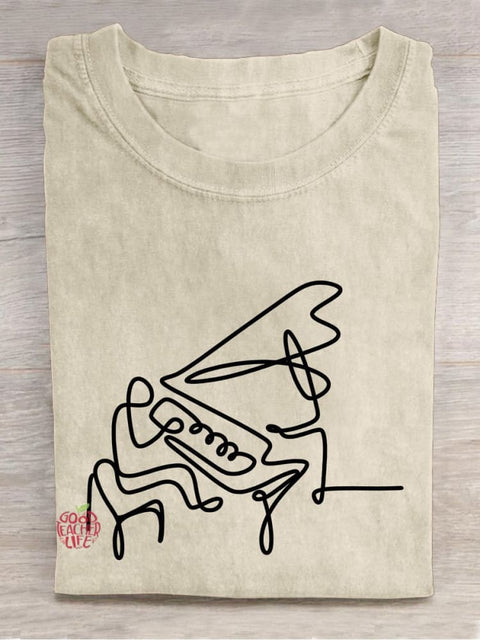 Musician Piano Teacher Casual Print T-shirt