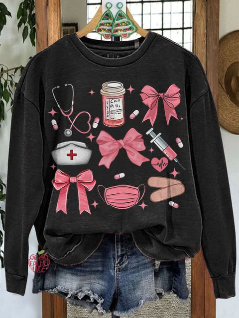 Work Cute Nurse Coquette Bow Casual Sweatshirt