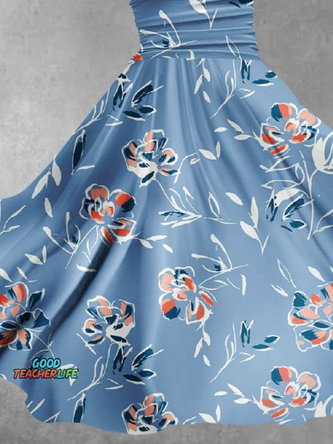 Women's Floral Flowers Art Print Design Maxi Dress