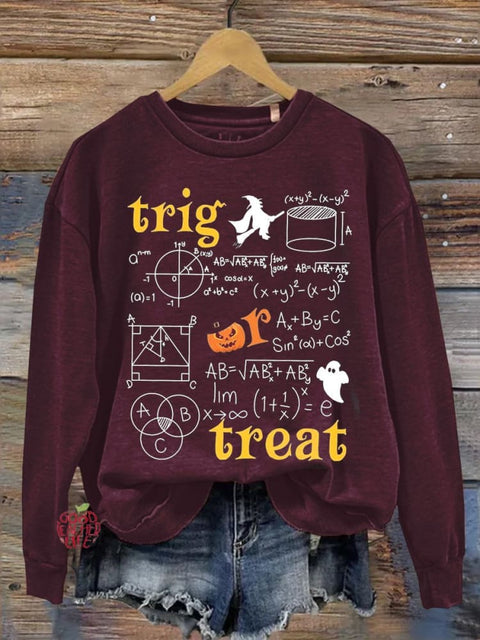 Trig or Treat Halloween Math Teacher Casual Sweatshirt