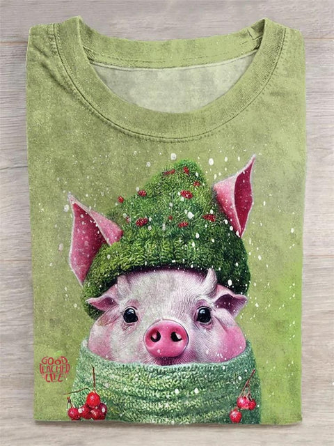 Cute Pig Art Abstract Print T-shirt