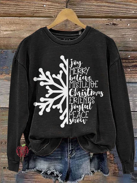 Christmas Snowflake Casual Print Sweatshirt