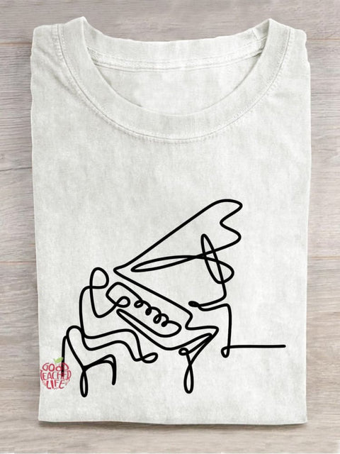 Musician Piano Teacher Casual Print T-shirt