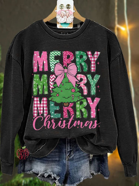 Merry Christmas 2024 Christmas Coquette Bow Casual Sweatshirt