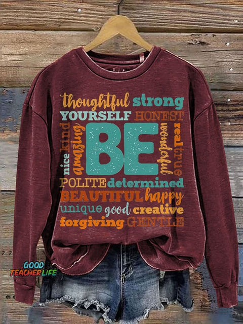 Teacher Positive Thinking Casual Print Sweatshirt