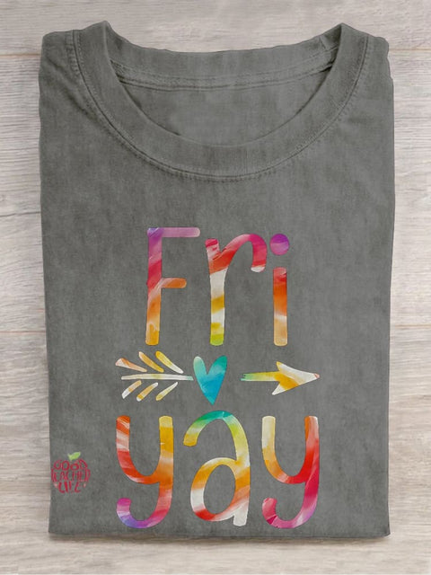 Tie Dye Funny Teacher Friday Casual Print T-shirt