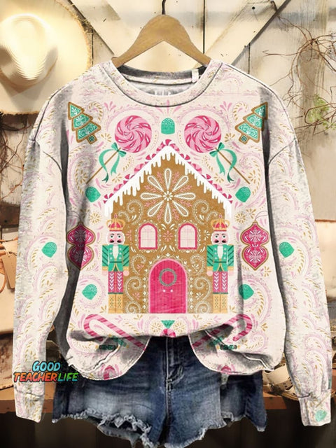 Christmas Soldier Cookie House Art Print Sweatshirt