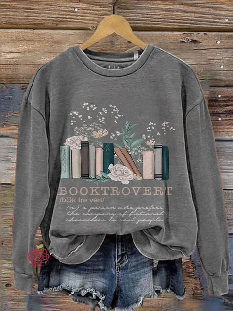 Booktrovert Book Lovers Book Lovers Casual Print Sweatshirt