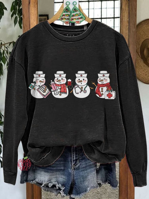 Christmas Nurse Snowman Casual Sweatshirt