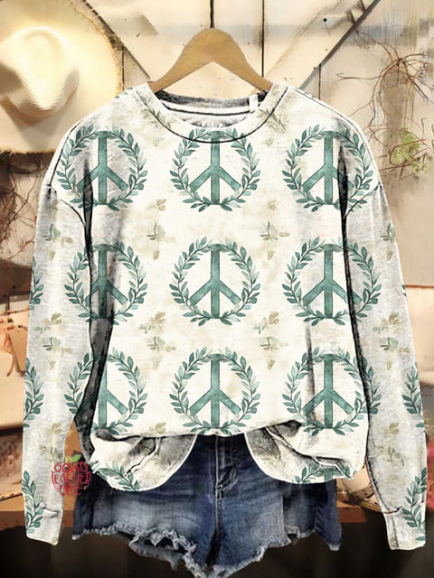 Christmas Peace Sign Hippie Love and Peace Casual Sweatshirt