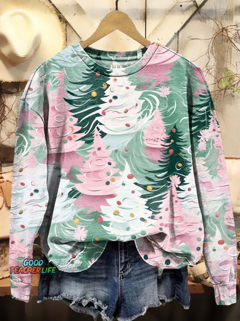 Christmas Tree Art Print Casual Sweatshirt