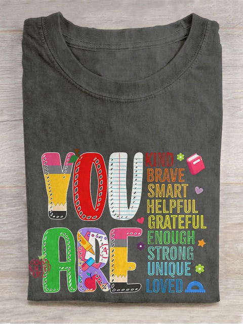 You Are Kind First Day Of School Casual Print T-shirt