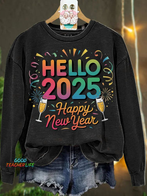 Happy New Year 2025 Sublimation Casual  Sweatshirt