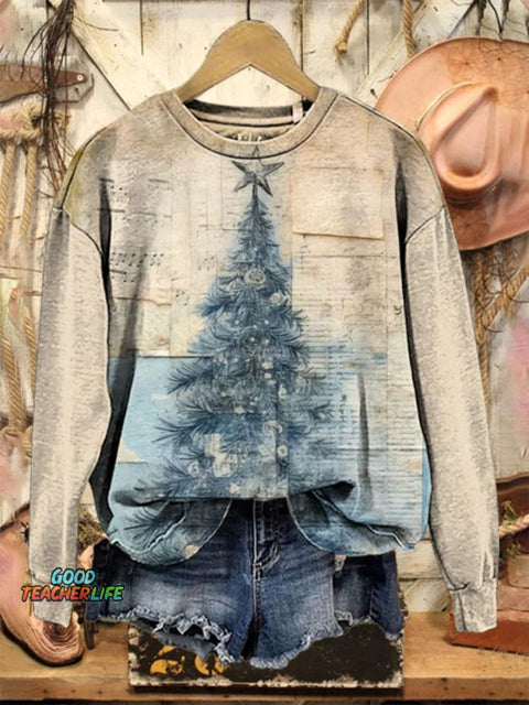 Lovely Christmas Tree Art Print Casual Sweatshirt