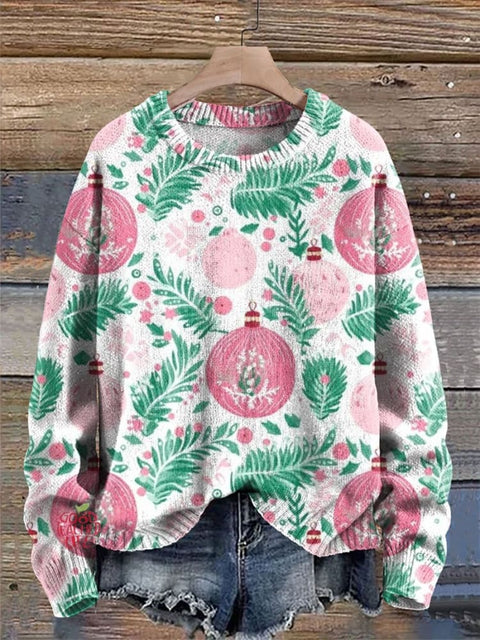 Christmas Pattern Art Print Knit Pullover Sweater