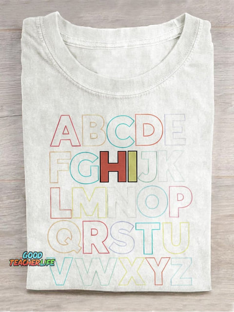 HI Alphabet Casual Print T-shirt