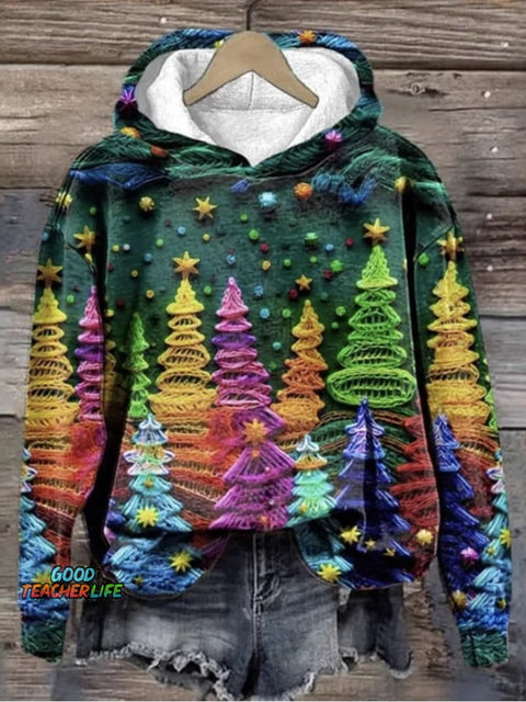 Merry Christmas Christmas Tree Print Casual Sweatshirt