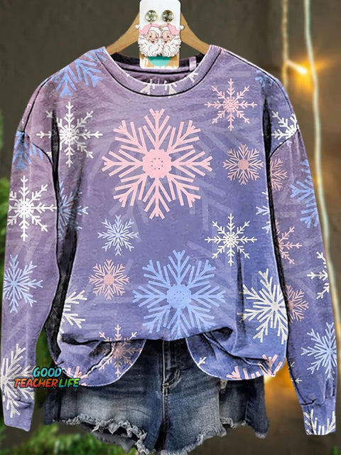 Merry Christmas colorful snowflake purple Casual  Sweatshirt