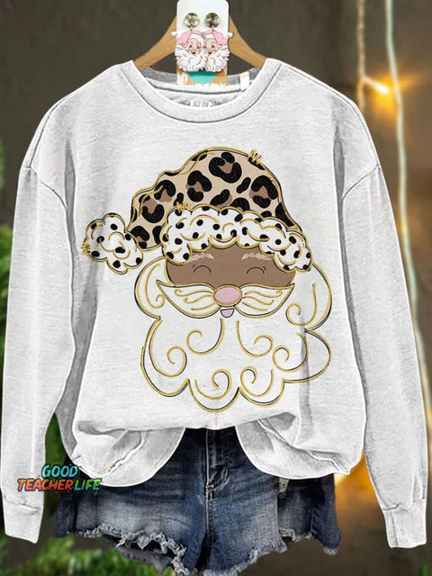 Glitter Santa Christmas Santa Casual Sweatshirt