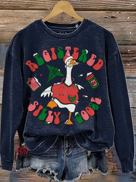 Christmas Nurse Silly Goose Casual  Sweatshirt