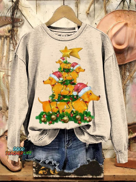 Lovely Christmas Dogs Art Print Casual Sweatshirt
